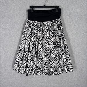VTG Carole Little Skirt Medium Damask Paisley Linen Flowy Fold Over Feminine‎